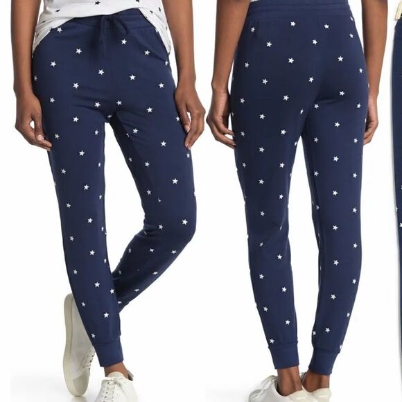 SPLENDID Embroidered Stars Knit Joggers in Blue.Size S - Picture 1 of 12